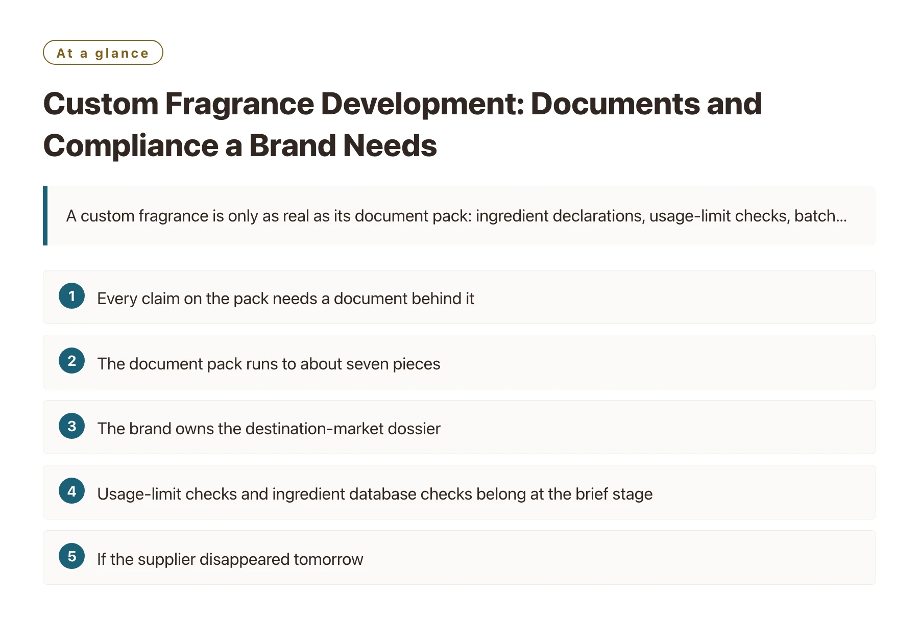 Custom Fragrance Development: Documents and Compliance a Brand Needs——全文要点速览